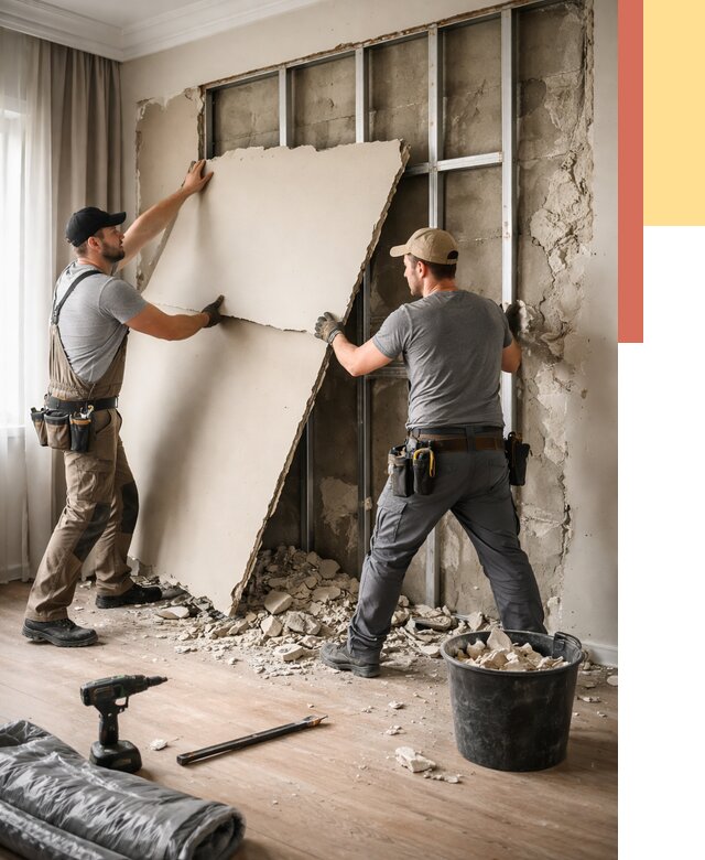 Демонтаж гипсокартона со стен в Алапаевске от 375 руб. — услуги демонтажа | ОТДЕЛОЧНИК-Лпв