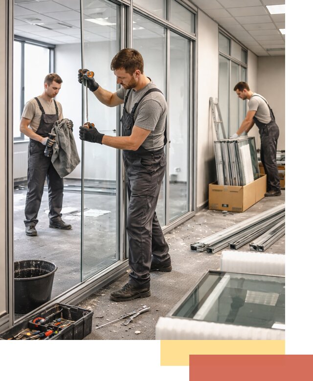 Демонтаж стеклянных перегородок в Алапаевске быстро и безопасно