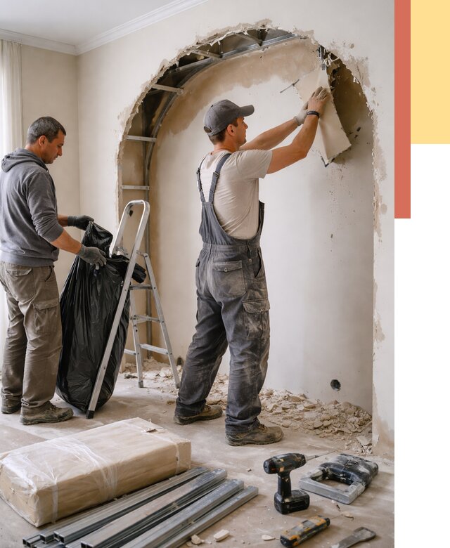 Демонтаж арки из гипсокартона в Алапаевске от 3747 руб. — услуги под ключ | ОТДЕЛОЧНИК-Лпв