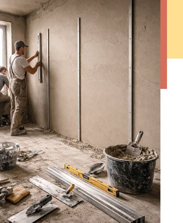 Штукатурка стен по маякам в Алапаевске от 5888 руб./м² — выравнивание под ключ | ОТДЕЛОЧНИК-Лпв