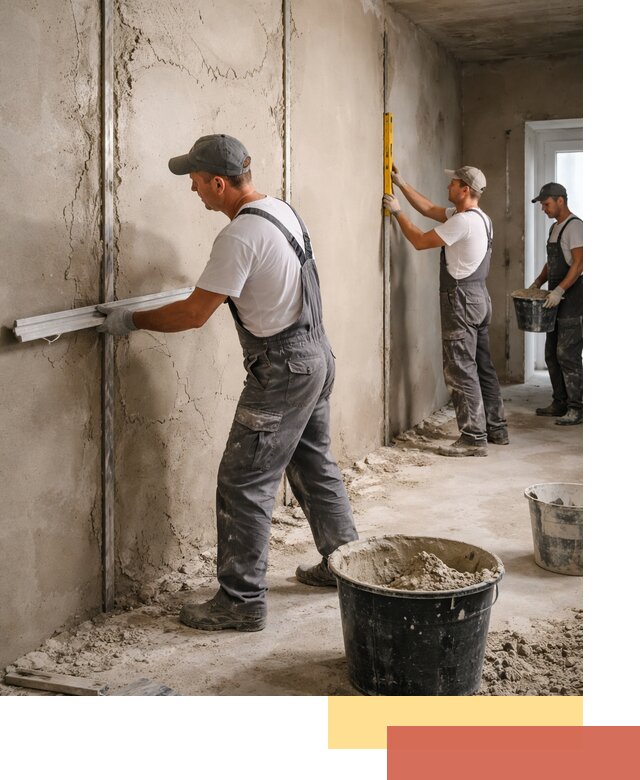 Штукатурка стен по маякам в Алапаевске — точная и ровная поверхность