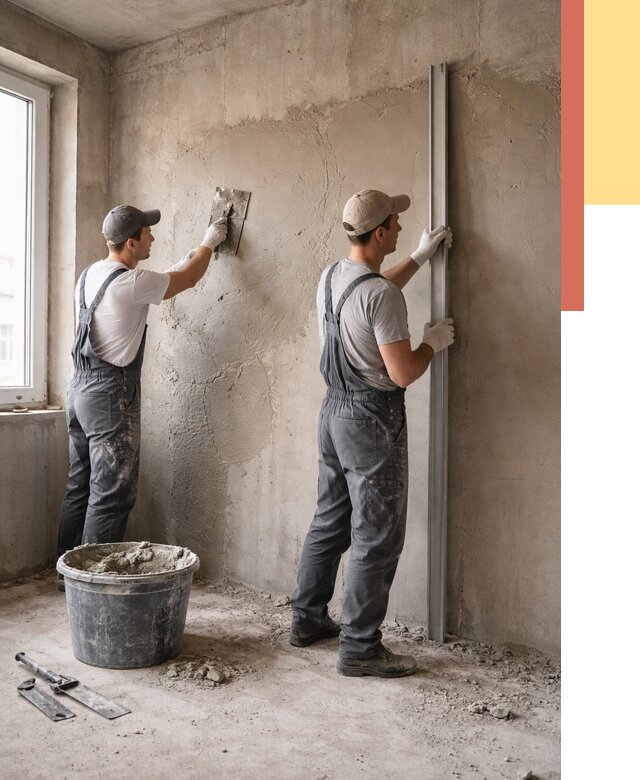 Штукатурка бетонных стен в Алапаевске от 4817 руб/м² — качественно и быстро | ОТДЕЛОЧНИК-Лпв