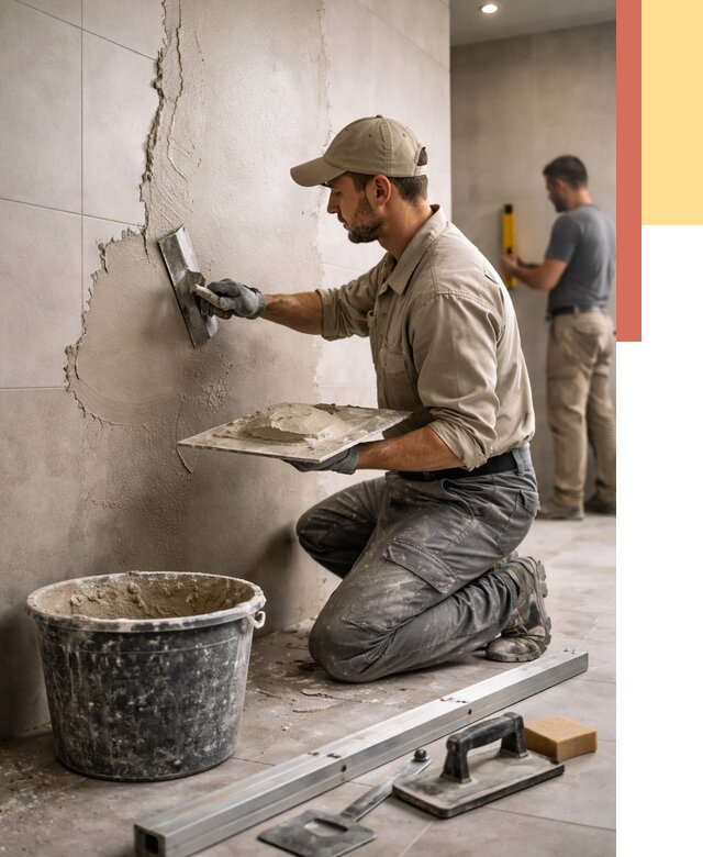 Штукатурка стен в ванной в Алапаевске от 4817 руб./м² — выравнивание под ключ | ОТДЕЛОЧНИК-Лпв