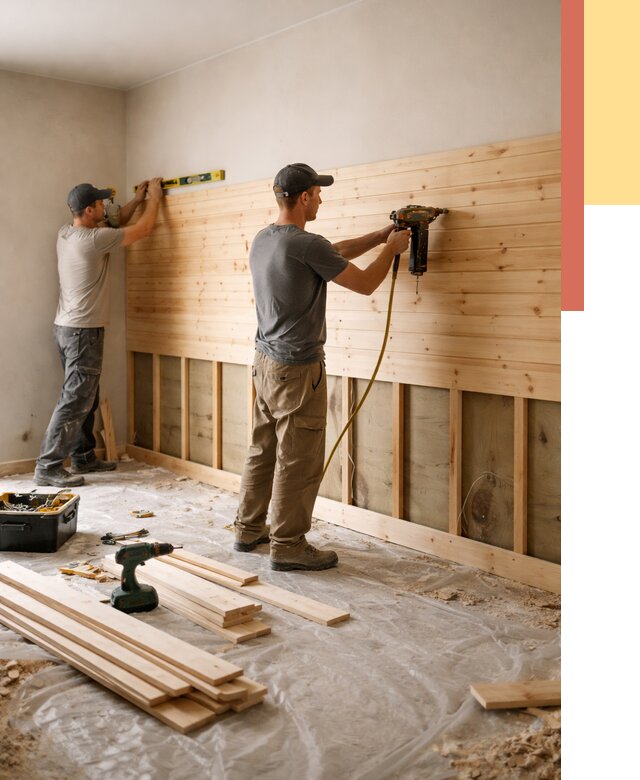 Монтаж деревянной вагонки на стены в Алапаевске от 8029 руб. | Услуги монтажа вагонки | ОТДЕЛОЧНИК-Лпв