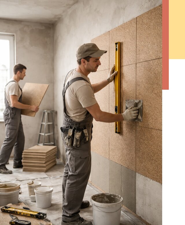 Монтаж пробковых панелей на стены в Алапаевске от 3747 руб. — ОТДЕЛОЧНИК-Лпв