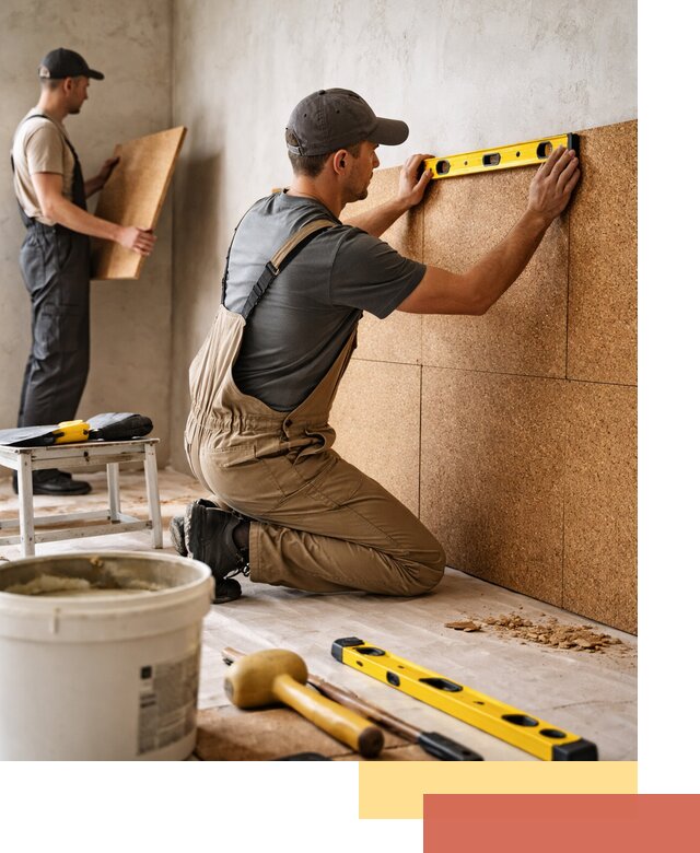 Монтаж пробковых панелей на стены в Алапаевске быстро и качественно