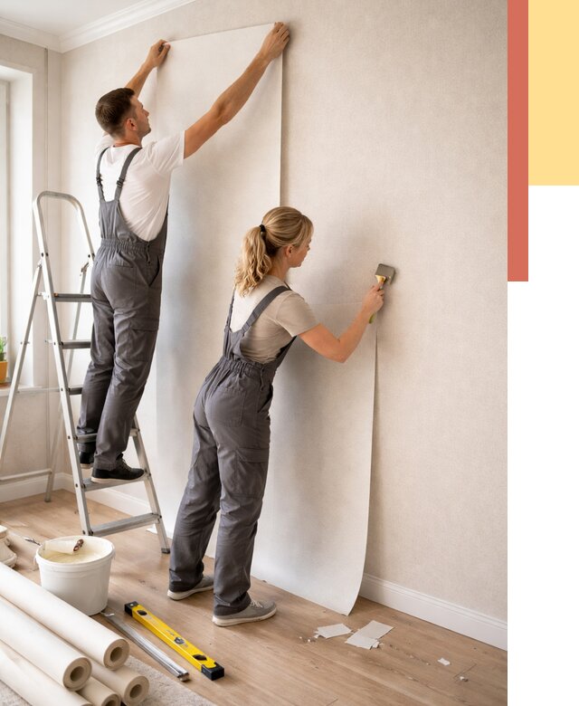 Поклейка флизелиновых обоев в Алапаевске от 6423 руб. | Быстро и недорого — ОТДЕЛОЧНИК-Лпв