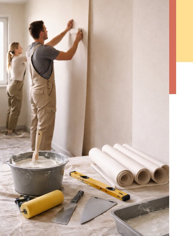 Поклейка бумажных обоев в Алапаевске от 5888 руб./м2 — быстро и недорого | ОТДЕЛОЧНИК-Лпв