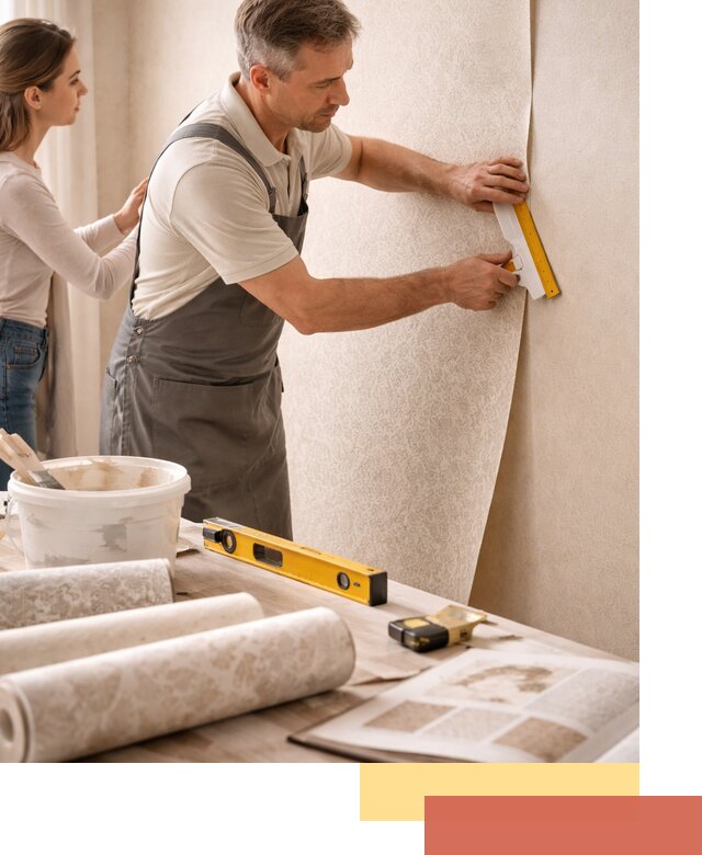 Поклейка обоев с подбором рисунка в Алапаевске