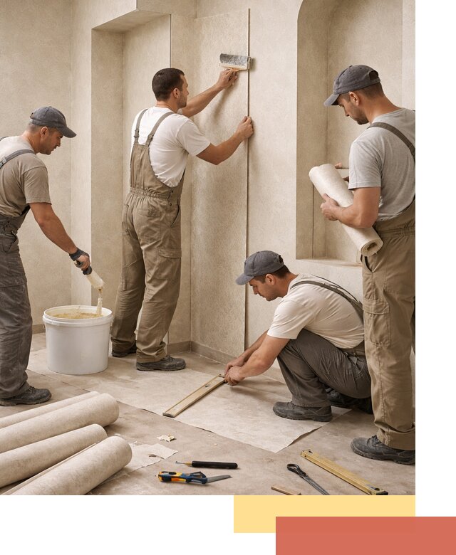 Поклейка обоев на сложные стены и неровные поверхности в Алапаевске