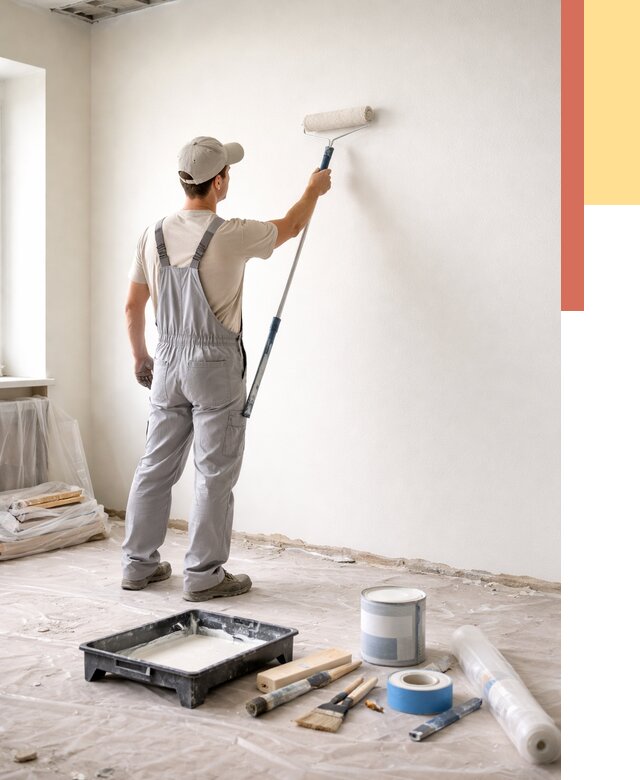 Покраска стен водоэмульсионной краской в Алапаевске от 482 руб. за м² | ОТДЕЛОЧНИК-Лпв