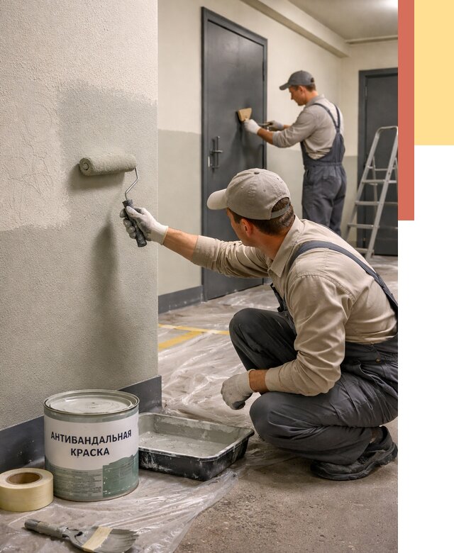 Покраска стен антивандальной краской в Алапаевске от 4817 руб./м² под ключ | ОТДЕЛОЧНИК-Лпв
