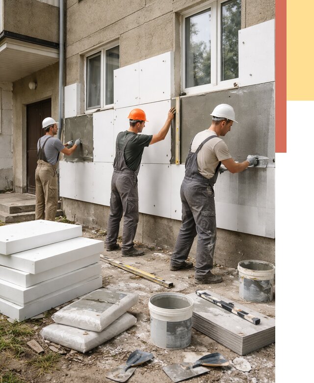 Утепление стен пенопластом в Алапаевске от 1873 руб. — недорого и под ключ | ОТДЕЛОЧНИК-Лпв