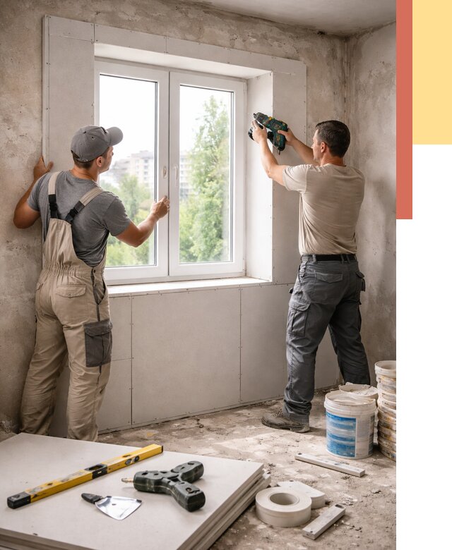 Монтаж откосов из гипсокартона в Алапаевске от 4817 руб. под ключ | ОТДЕЛОЧНИК-Лпв