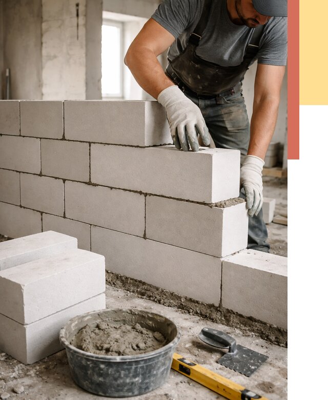 Кладка перегородок из силикатного блока в Алапаевске от 4282 руб. под ключ | ОТДЕЛОЧНИК-Лпв