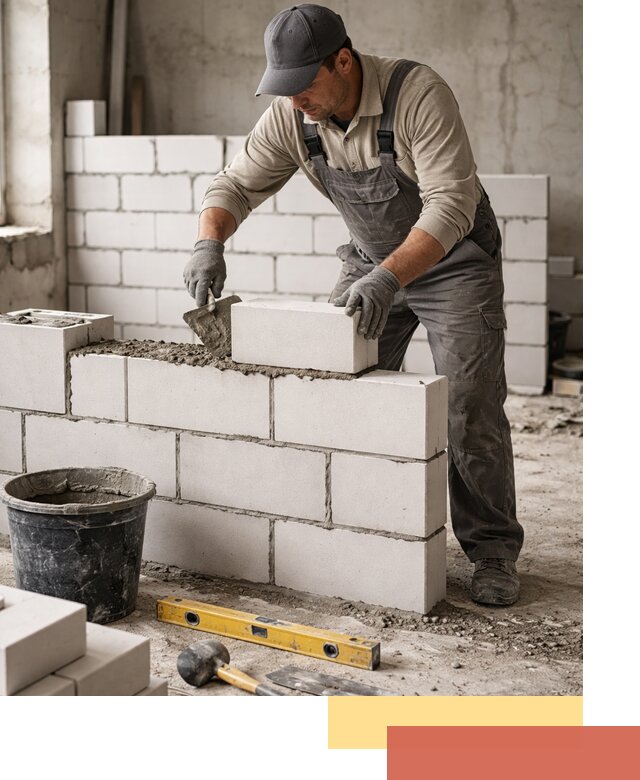 Кладка перегородок из силикатного блока в Алапаевске