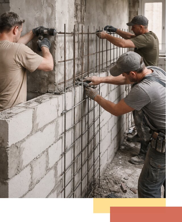 Армирование кладки перегородок в Алапаевске профессионально и надёжно