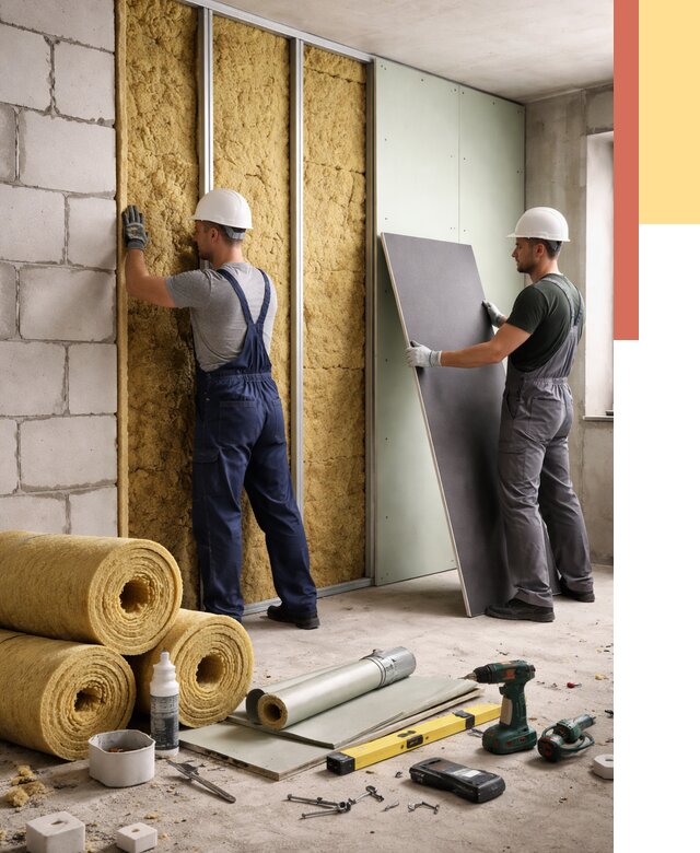 Шумоизоляция перегородок из блоков в Алапаевске от 1980 руб./м² — быстро и недорого | ОТДЕЛОЧНИК-Лпв