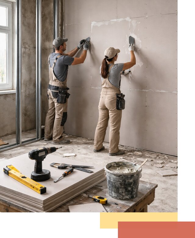 Монтаж двухслойной перегородки из гипсокартона в Алапаевске