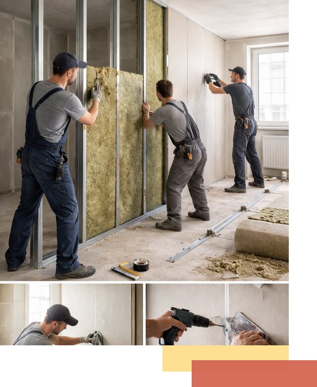 Перегородка из гипсокартона с шумоизоляцией в Алапаевске — монтаж под ключ