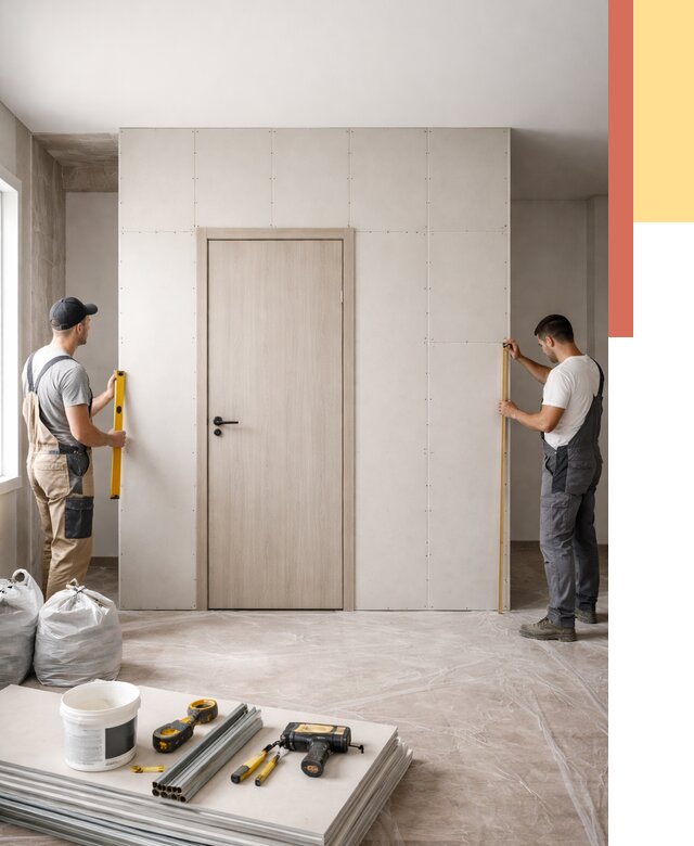 Перегородка из гипсокартона с дверью в Алапаевске от 4817 руб. под ключ | ОТДЕЛОЧНИК-Лпв