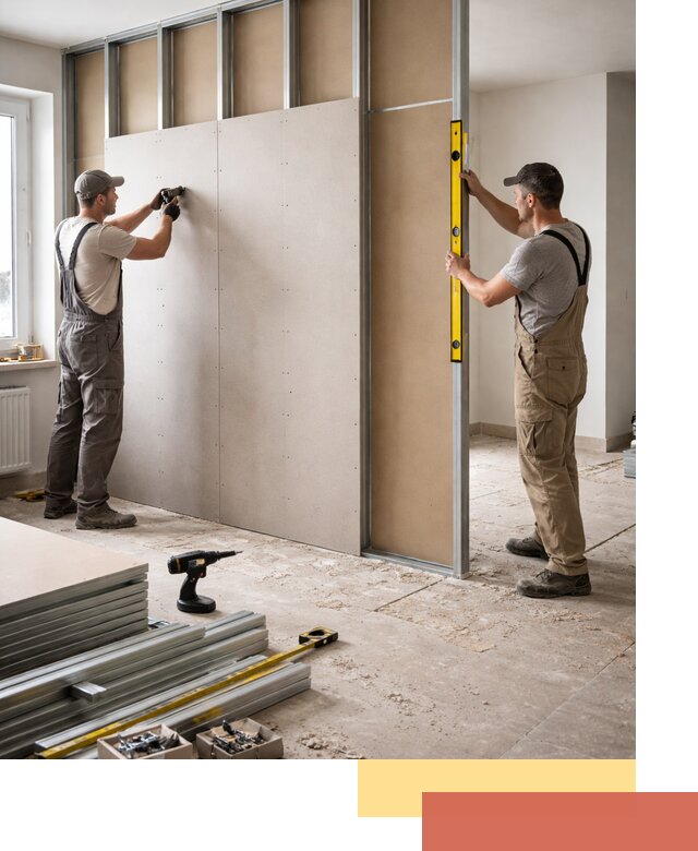 Зонирующая перегородка из гипсокартона под ключ в Алапаевске