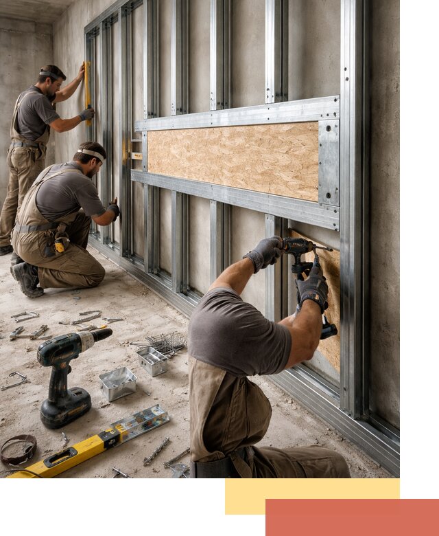 Усиленная перегородка для крепления тяжёлых конструкций в Алапаевске