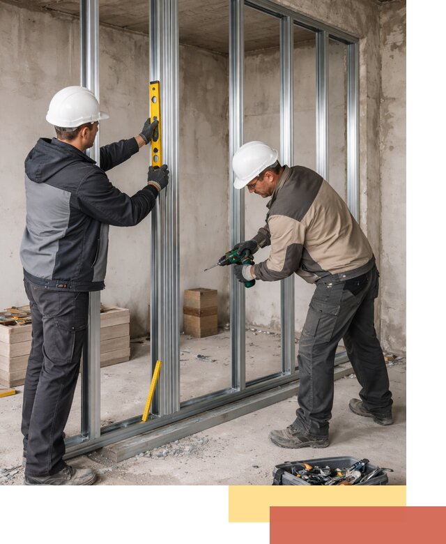 Монтаж каркаса перегородки из профиля в Алапаевске