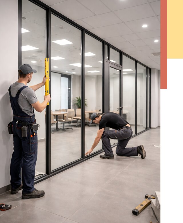 Каркасные стеклянные перегородки в Алапаевске под ключ от 9849 руб. | ОТДЕЛОЧНИК-Лпв