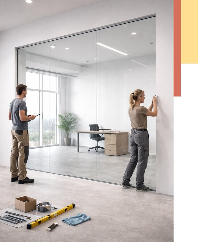 Перегородки из закаленного стекла в Алапаевске от 10170 руб. под ключ | ОТДЕЛОЧНИК-Лпв