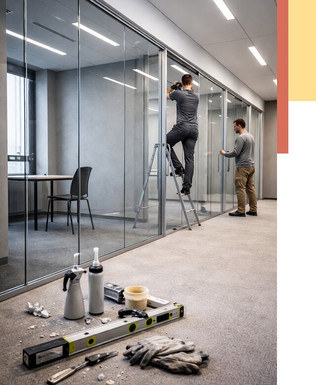 Стеклянные офисные перегородки в Алапаевске от 9099 руб. — монтаж и установка | ОТДЕЛОЧНИК-Лпв