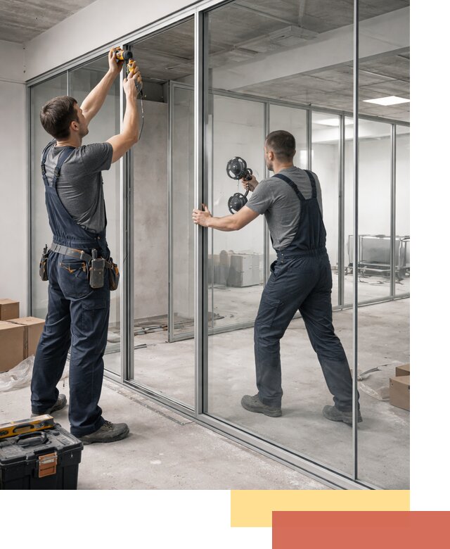 Алюминиевые перегородки со стеклом в Алапаевске — изготовление и монтаж