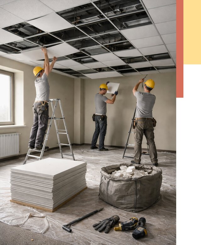 Демонтаж потолка Армстронг в Алапаевске от 4817 руб. быстро и недорого | ОТДЕЛОЧНИК-Лпв