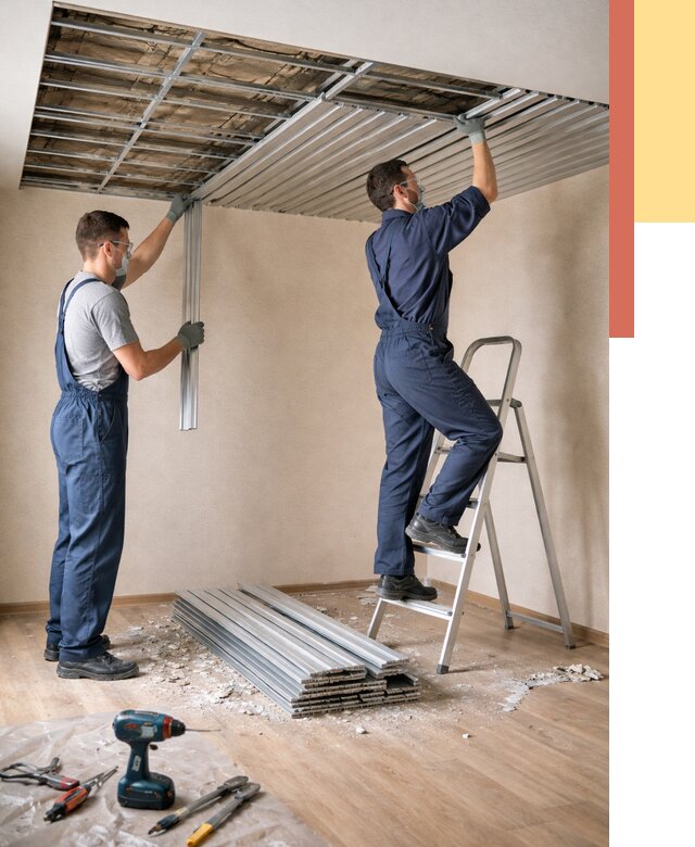 Демонтаж реечного потолка в Алапаевске от 4817 руб. быстро и недорого | ОТДЕЛОЧНИК-Лпв