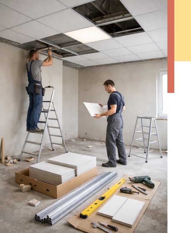 Монтаж потолка армстронг в Алапаевске от 4817 руб/м2 — быстрая установка под ключ | ОТДЕЛОЧНИК-Лпв