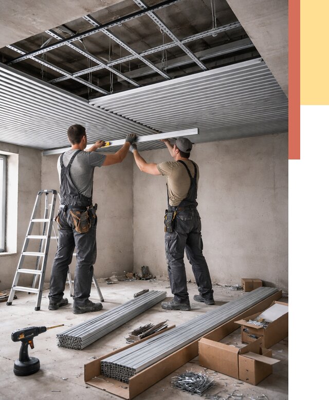 Монтаж реечного потолка в Алапаевске от 4817 руб. под ключ | ОТДЕЛОЧНИК-Лпв