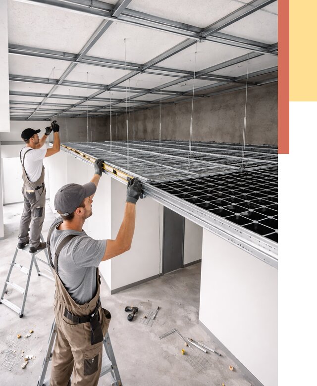 Монтаж потолка грильято в Алапаевске от 482 руб./м² — быстрая сборка под ключ | ОТДЕЛОЧНИК-Лпв