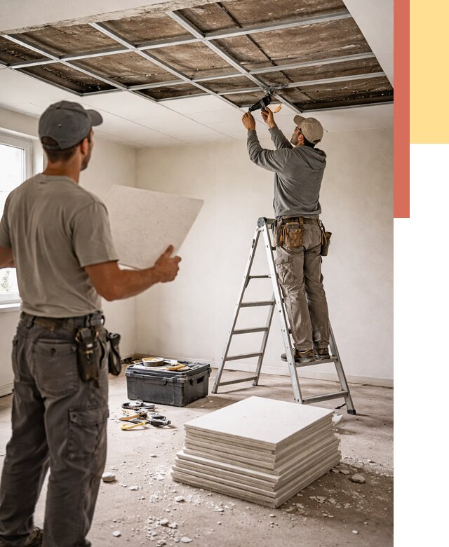 Замена плит подвесного потолка в Алапаевске от 1873 руб. быстро и недорого | ОТДЕЛОЧНИК-Лпв