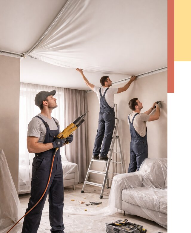 Установка натяжного потолка в Алапаевске от 4817 руб. | Быстро и недорого — ОТДЕЛОЧНИК-Лпв