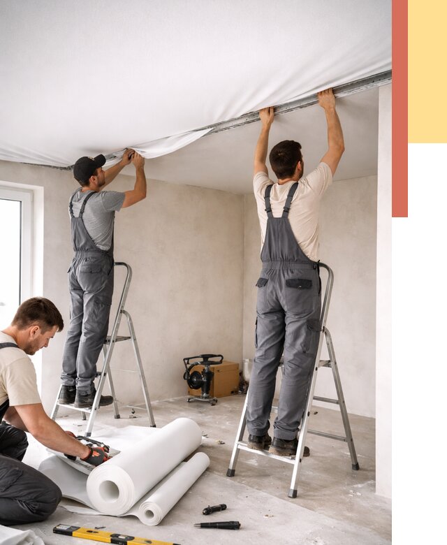 Монтаж тканевого натяжного потолка в Алапаевске от 3747 руб. под ключ | ОТДЕЛОЧНИК-Лпв