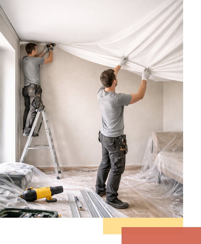 Монтаж тканевого натяжного потолка в Алапаевске недорого и быстро