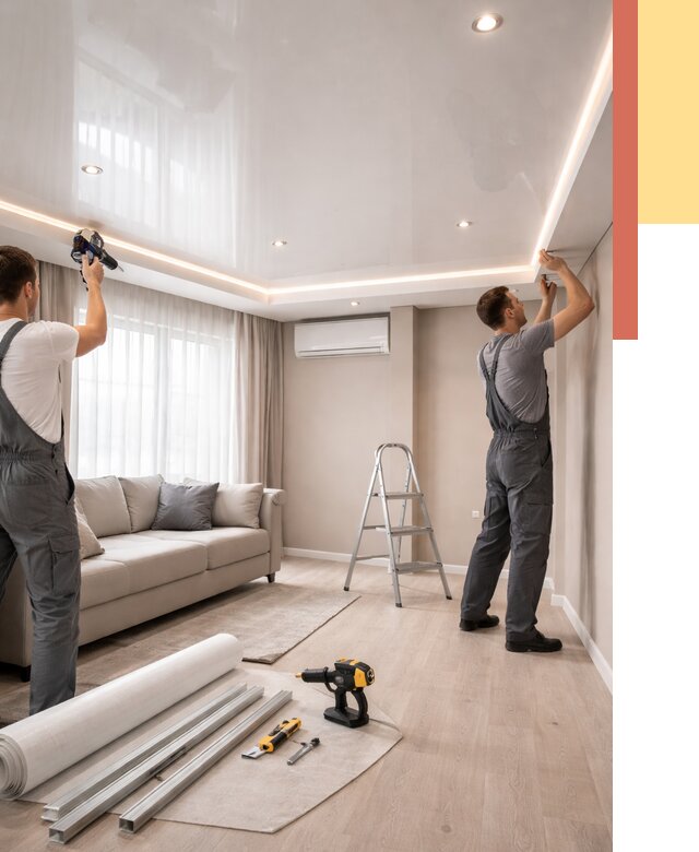 Монтаж глянцевого натяжного потолка в Алапаевске от 803 руб. под ключ | ОТДЕЛОЧНИК-Лпв