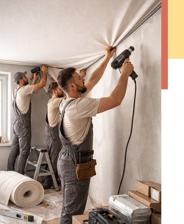 Монтаж фактурного натяжного потолка в Алапаевске от 803 руб. — ОТДЕЛОЧНИК-Лпв