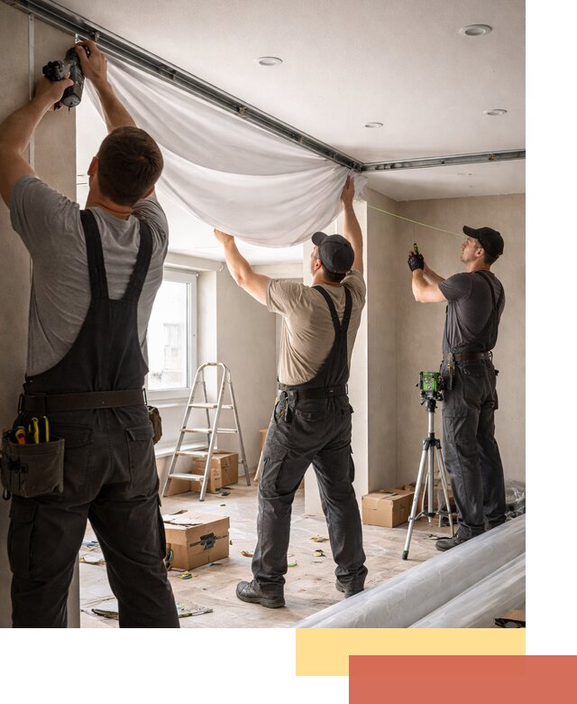 Монтаж парящего натяжного потолка под ключ в Алапаевске