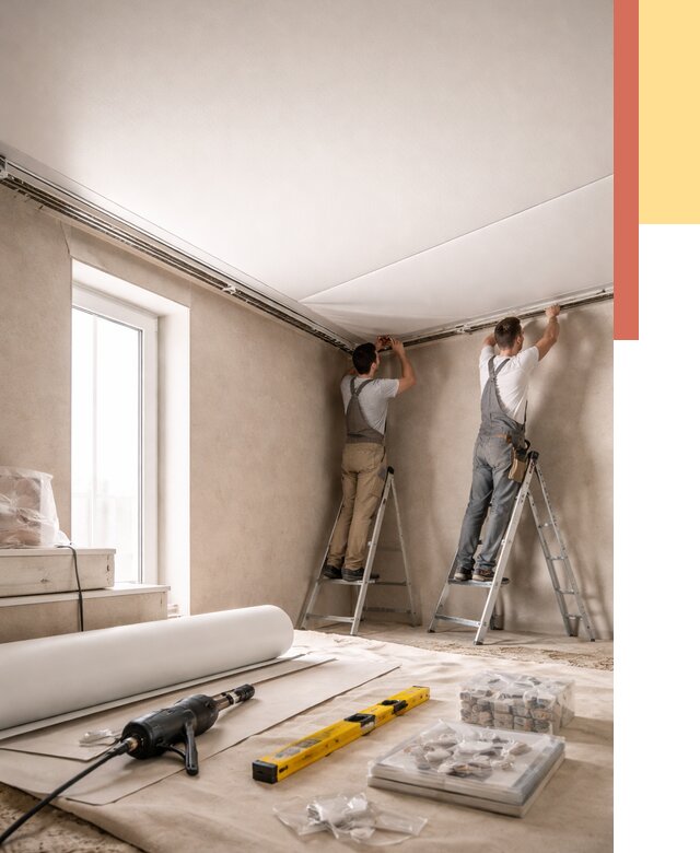 Монтаж натяжного потолка в спальне в Алапаевске от 4068 руб. под ключ | ОТДЕЛОЧНИК-Лпв