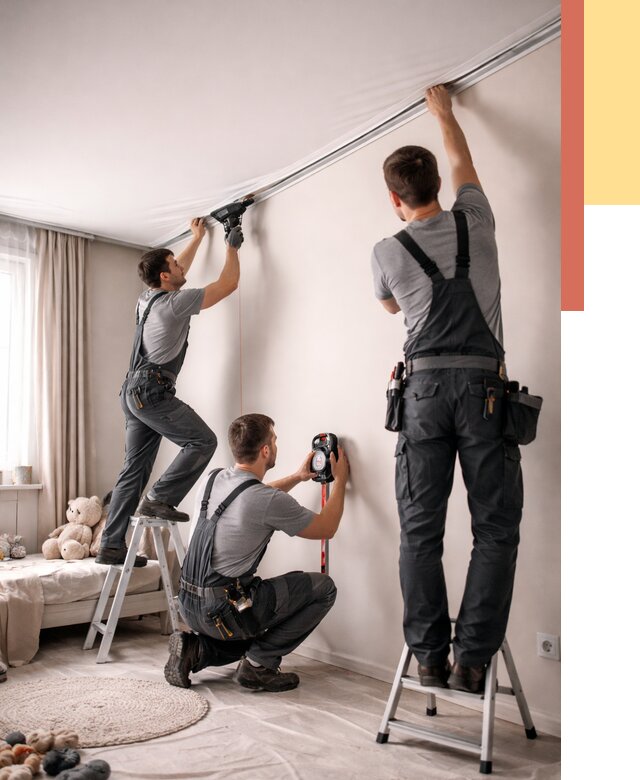 Монтаж натяжного потолка в детской в Алапаевске от 3747 руб. — быстро и недорого | ОТДЕЛОЧНИК-Лпв