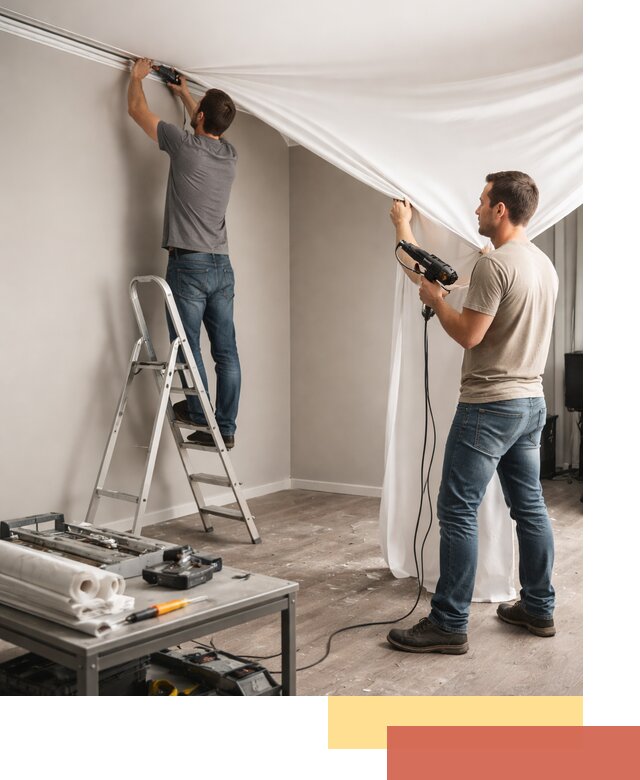 Монтаж натяжного потолка в студии в Алапаевске