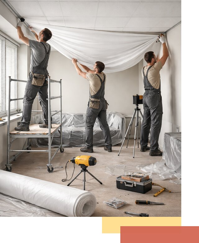 Монтаж натяжного потолка в офисе в Алапаевске