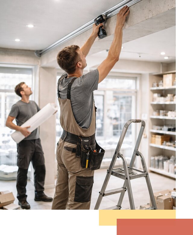 Монтаж натяжных потолков в магазине в Алапаевске