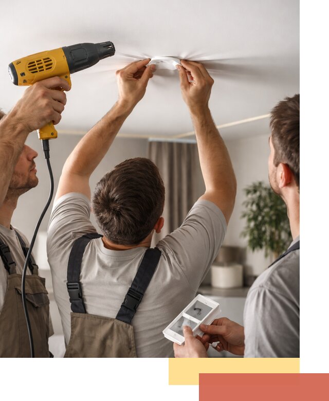 Ремонт прокола полотна натяжного потолка в Алапаевске